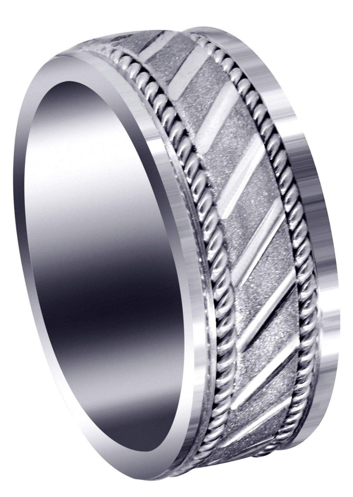 Contemporary Mens Wedding Band | Stone Finish (Brantley)