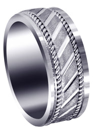 Contemporary Mens Wedding Band | Stone Finish (Brantley)