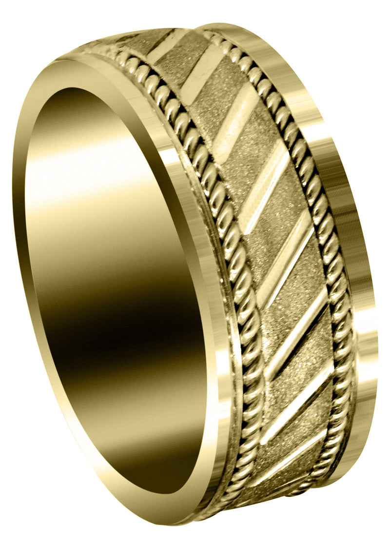 Yellow Gold Contemporary Mens Wedding Band | Stone Finish (Brantley)