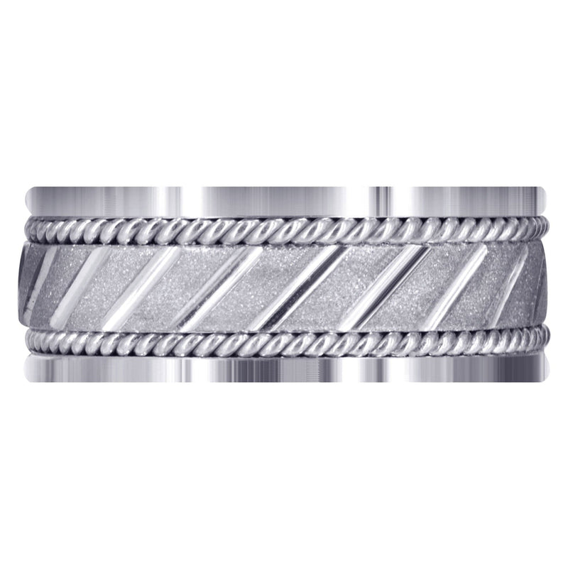 Contemporary Mens Wedding Band | Stone Finish (Brantley)