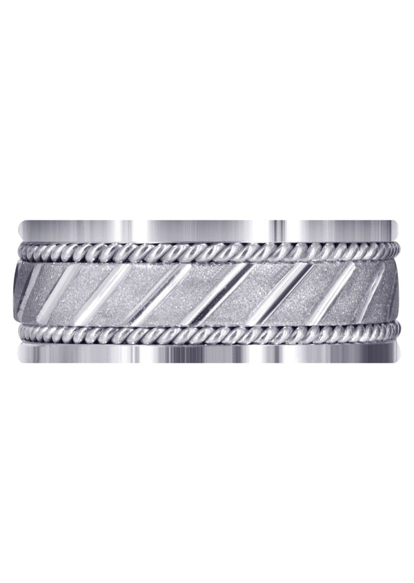 Contemporary Mens Wedding Band | Stone Finish (Brantley)