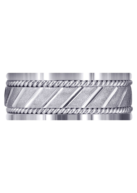 Contemporary Mens Wedding Band | Stone Finish (Brantley)