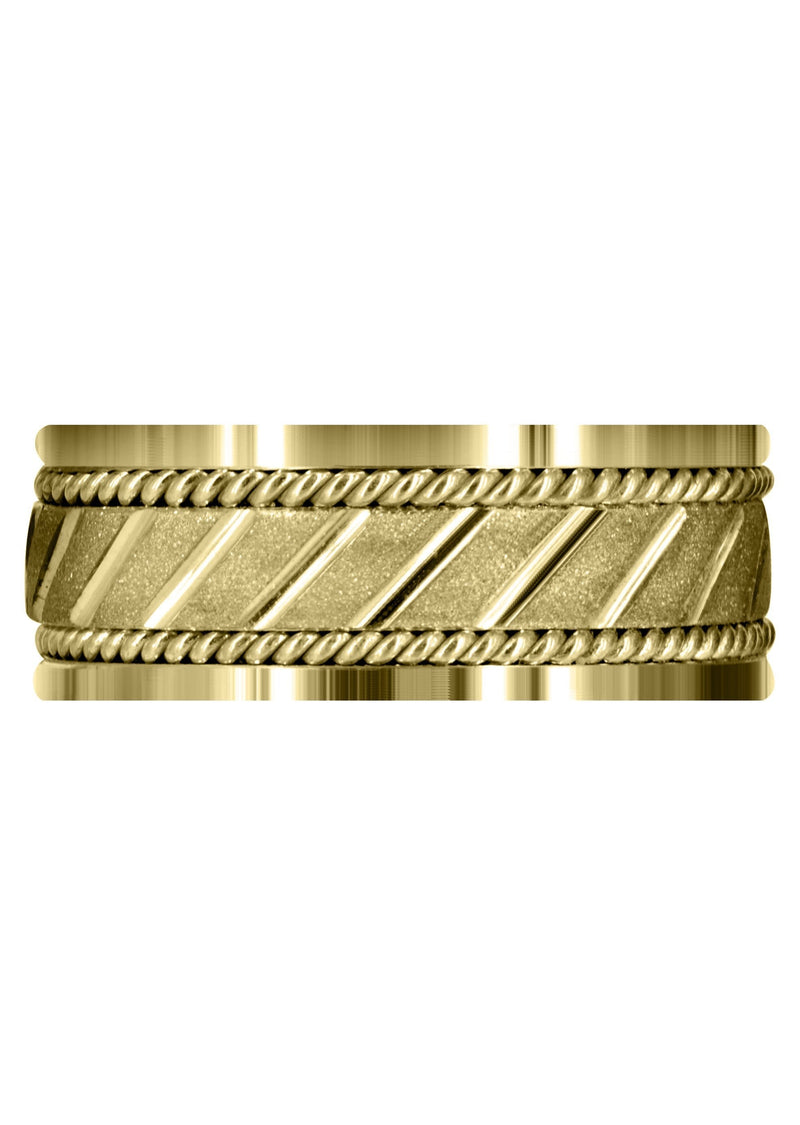 Yellow Gold Contemporary Mens Wedding Band | Stone Finish (Brantley)