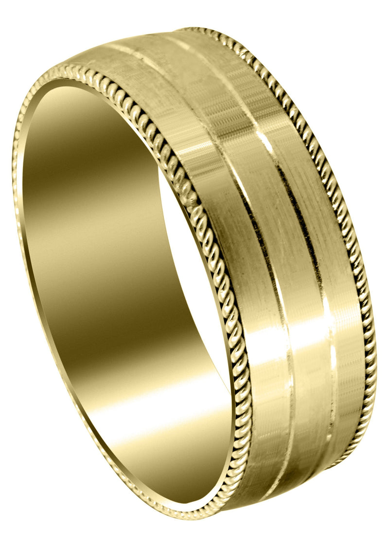 Yellow Gold Modern Mens Wedding Band | Satin / High Polish Finish (Kaleb)
