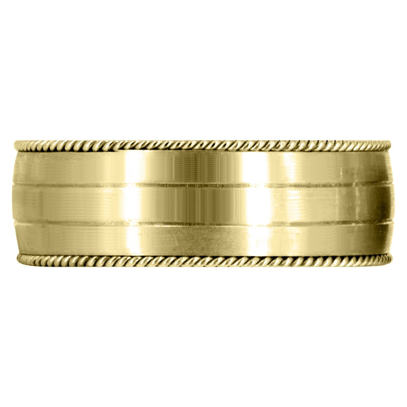 Yellow Gold Modern Mens Wedding Band | Satin / High Polish Finish (Kaleb)