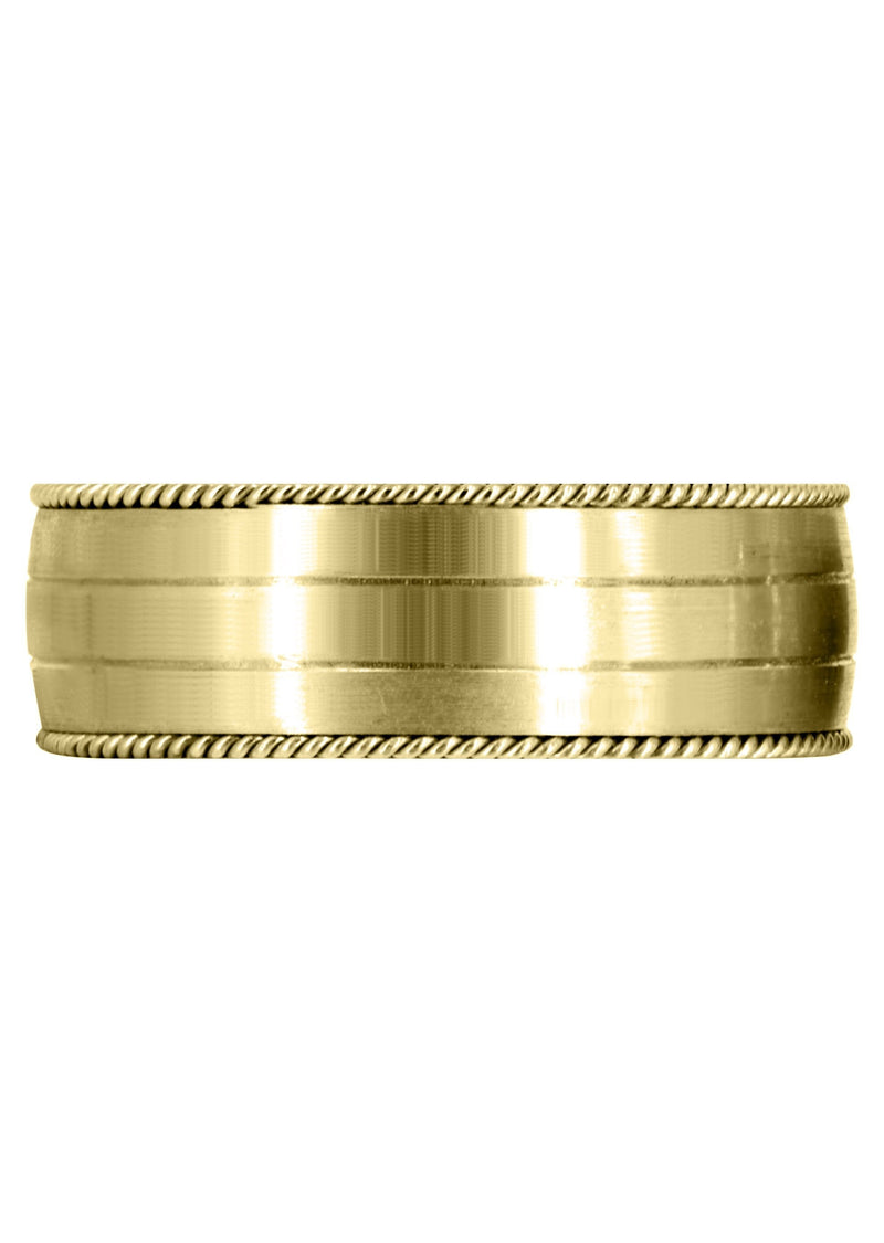 Yellow Gold Modern Mens Wedding Band | Satin / High Polish Finish (Kaleb)