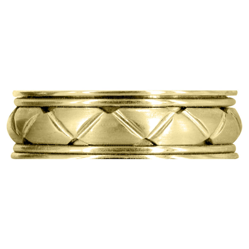 Yellow Gold Contemporary Mens Wedding Band | Satin Finish (Patrick)