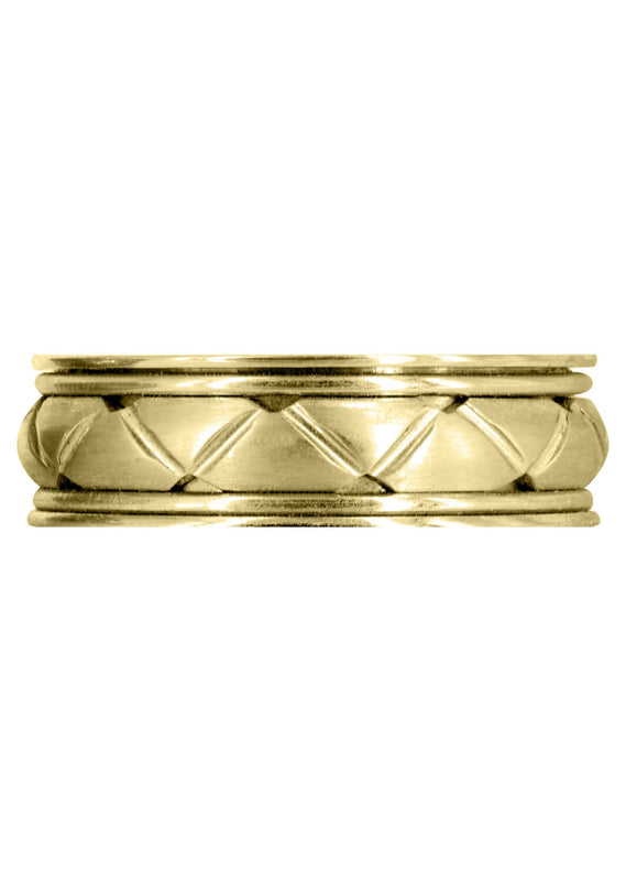 Yellow Gold Contemporary Mens Wedding Band | Satin Finish (Patrick)