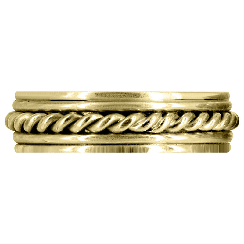 Yellow Gold Hand Woven Unique Mens Wedding Band | High Polish Finish (King)