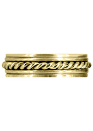 Yellow Gold Hand Woven Unique Mens Wedding Band | High Polish Finish (King)