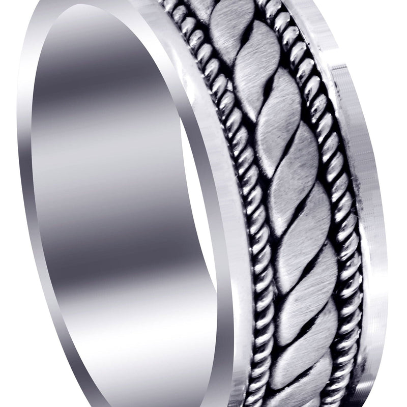 Hand Woven Mens Wedding Band | Cross Satin Finish (Malachi)