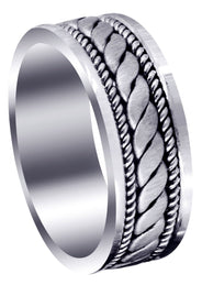 Hand Woven Mens Wedding Band | Cross Satin Finish (Malachi)