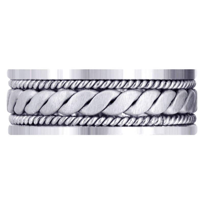 Hand Woven Mens Wedding Band | Cross Satin Finish (Malachi)
