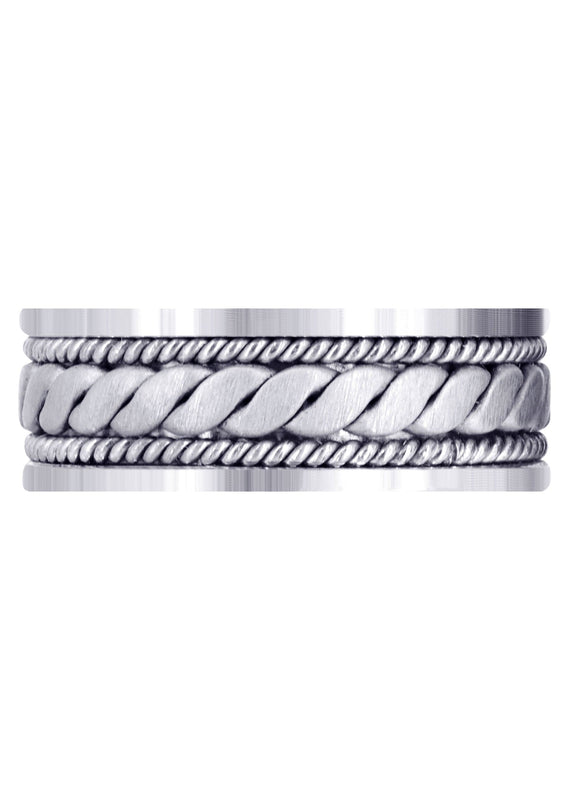 Hand Woven Mens Wedding Band | Cross Satin Finish (Malachi)