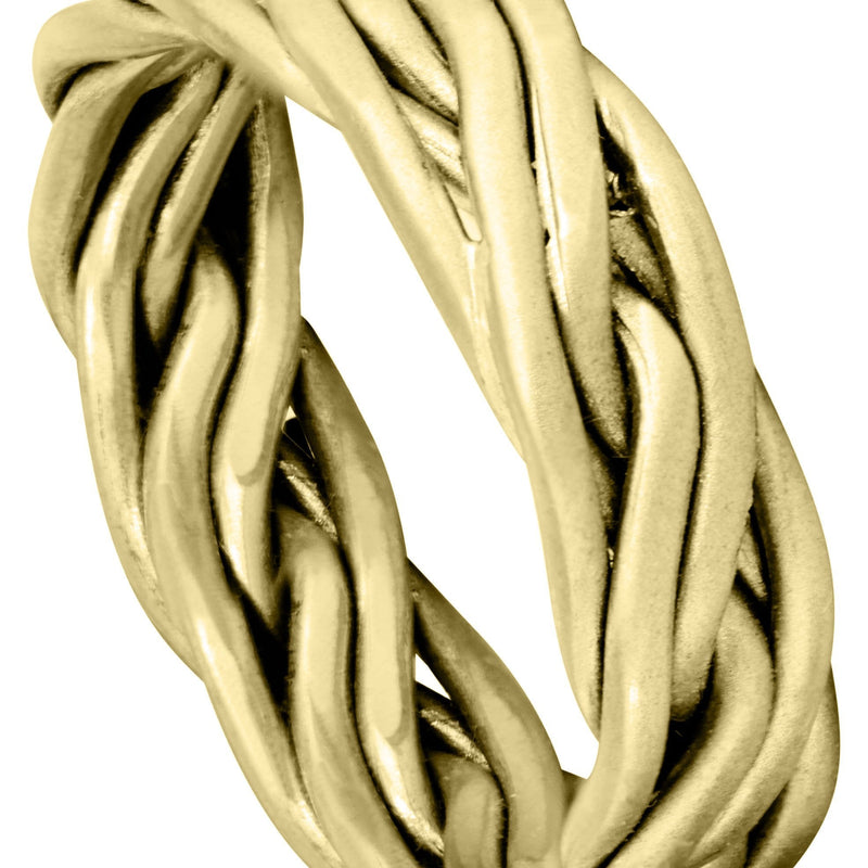 Yellow Gold Braided Mens Wedding Band | GB Finish (Miguel)