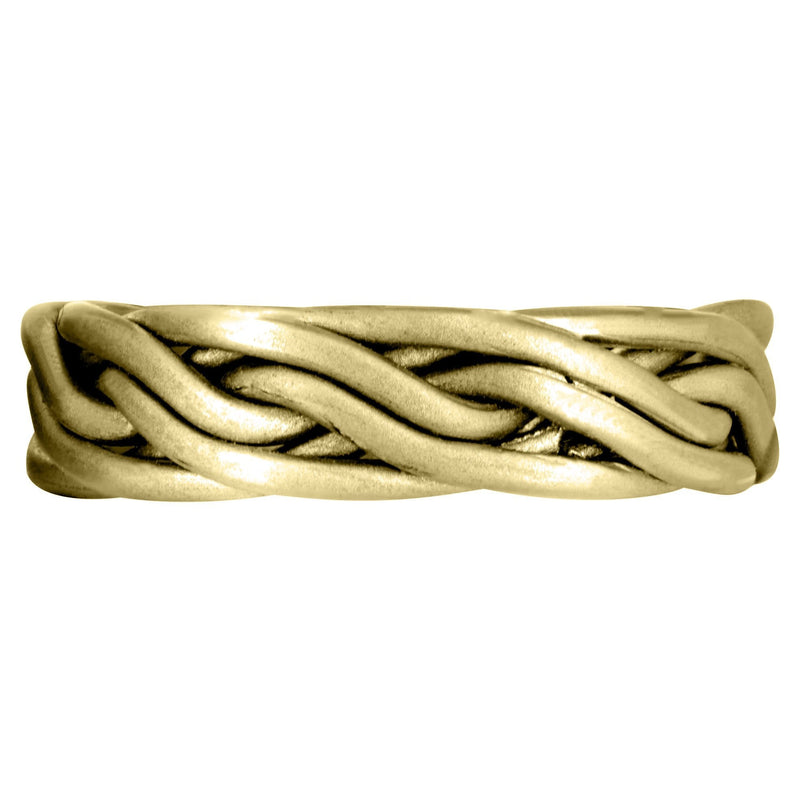Yellow Gold Braided Mens Wedding Band | GB Finish (Miguel)