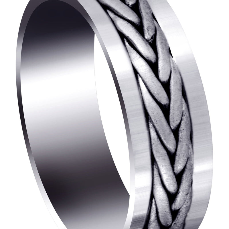 Hand Woven Mens Wedding Band | Cross Satin Finish (Weston)