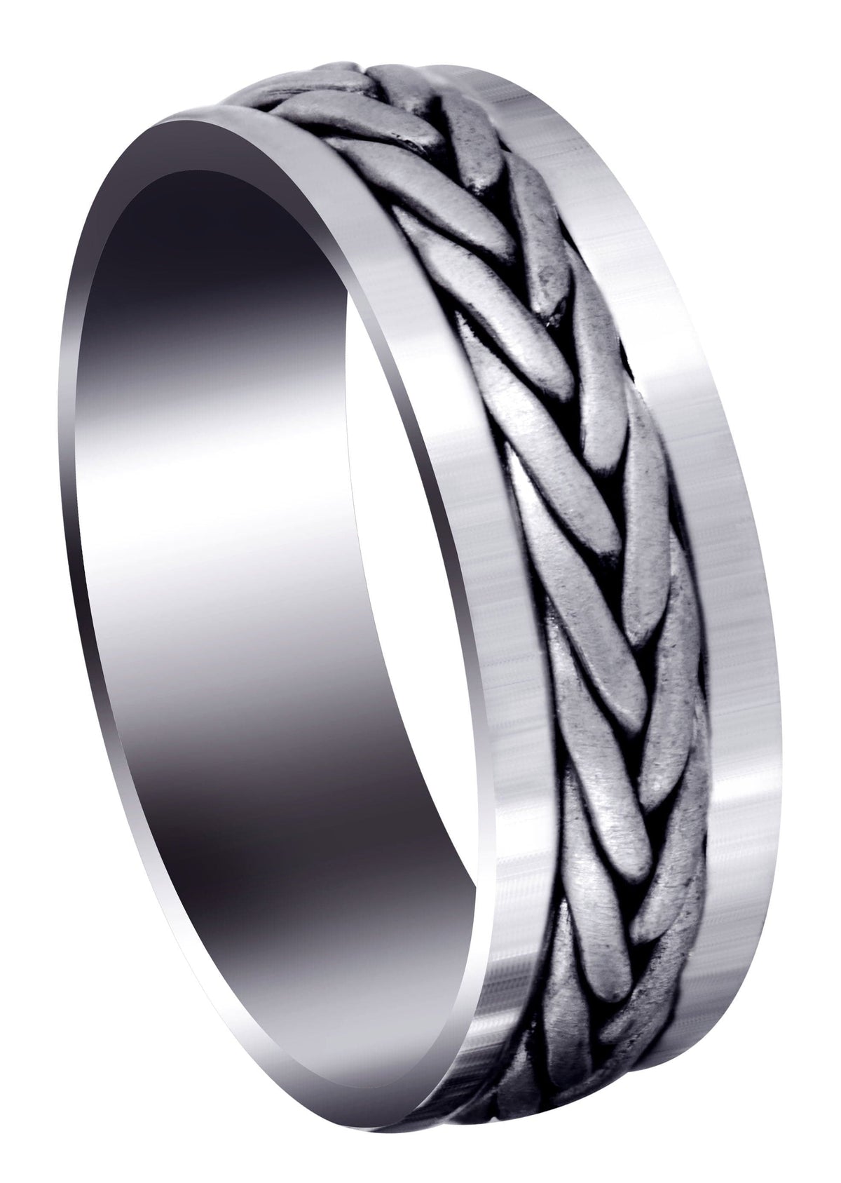 Hand Woven Mens Wedding Band | Cross Satin Finish (Weston)