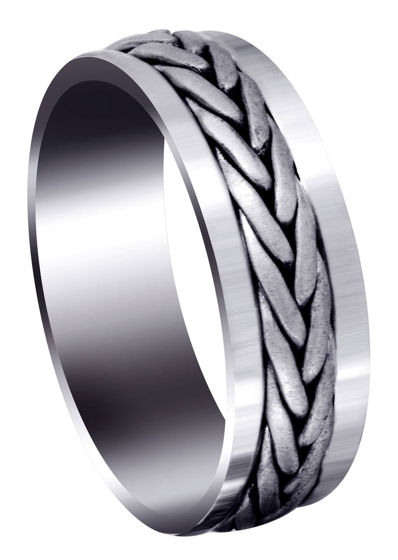 Hand Woven Mens Wedding Band | Cross Satin Finish (Weston)