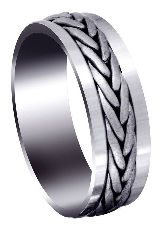 Hand Woven Mens Wedding Band | Cross Satin Finish (Weston)