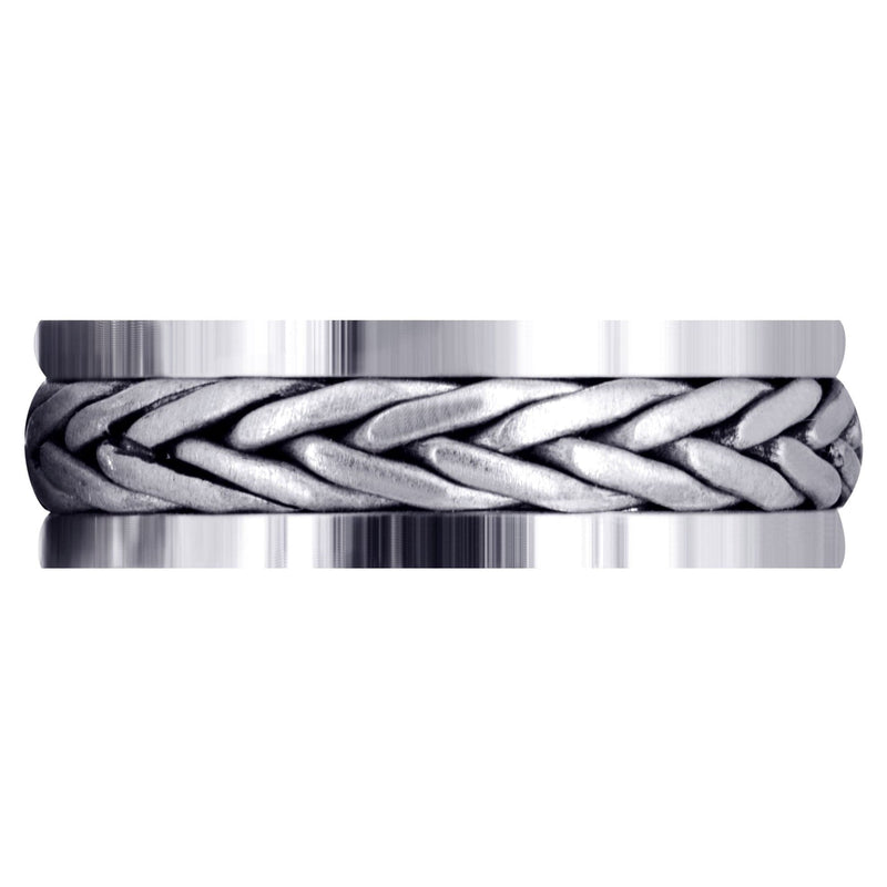 Hand Woven Mens Wedding Band | Cross Satin Finish (Weston)
