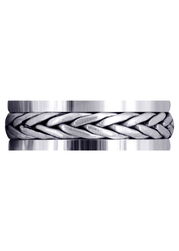 Hand Woven Mens Wedding Band | Cross Satin Finish (Weston)