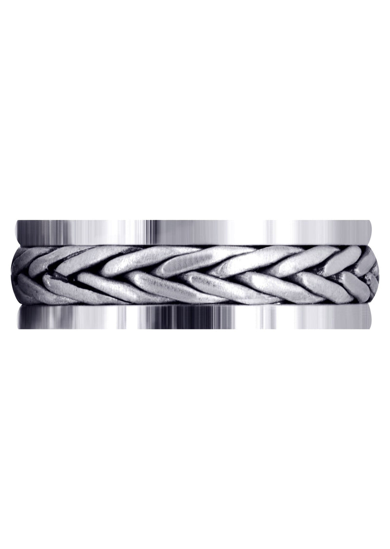 Hand Woven Mens Wedding Band | Cross Satin Finish (Weston)