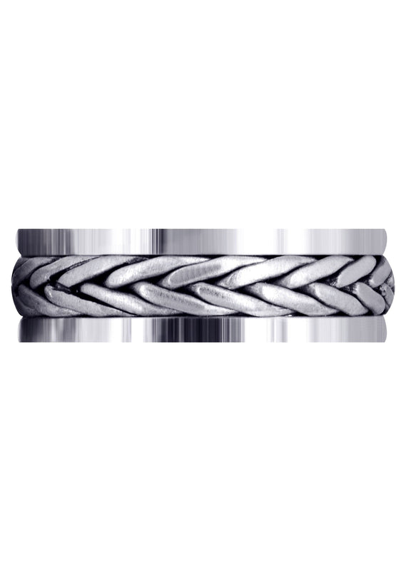 Hand Woven Mens Wedding Band | Cross Satin Finish (Weston)