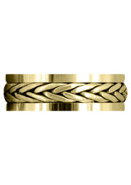 Yellow Gold Hand Woven Mens Wedding Band | Cross Satin Finish (Weston)