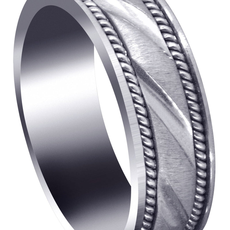 Modern Mens Wedding Band | Cross Satin Finish (Harrison)