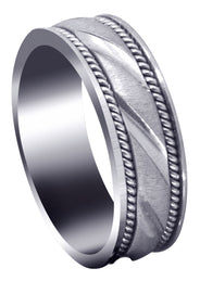 Modern Mens Wedding Band | Cross Satin Finish (Harrison)