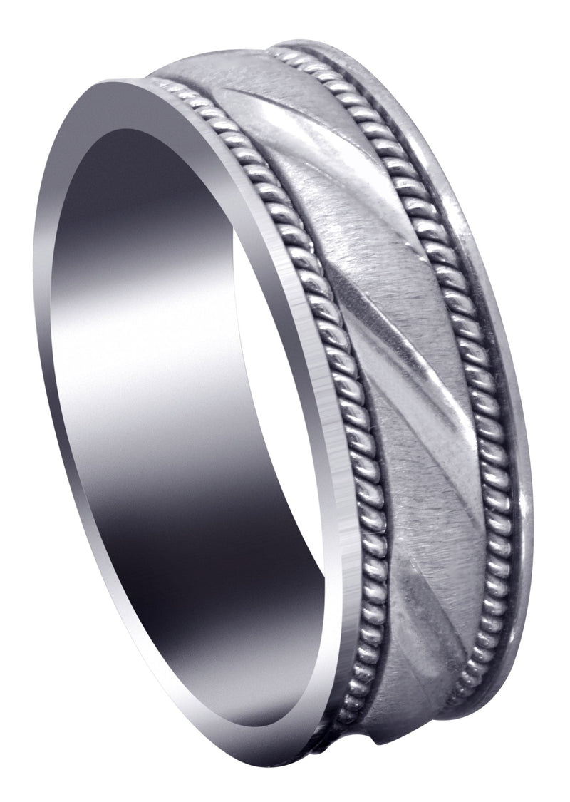 Modern Mens Wedding Band | Cross Satin Finish (Harrison)