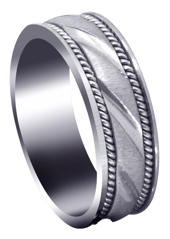 Modern Mens Wedding Band | Cross Satin Finish (Harrison)