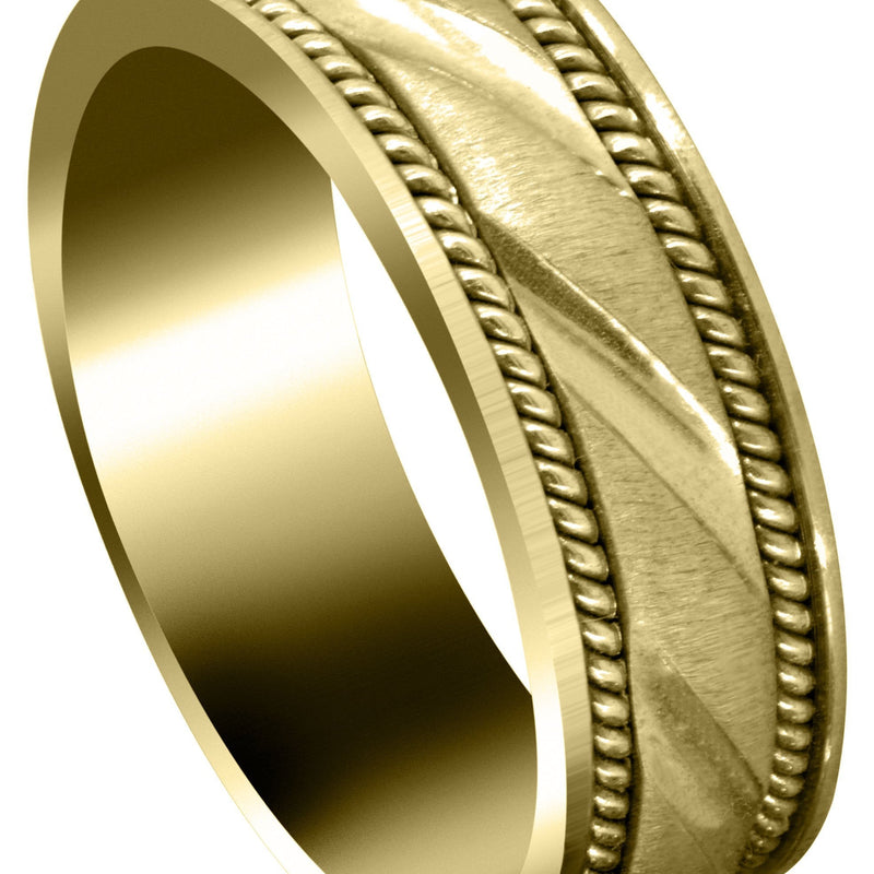 Yellow Gold Modern Mens Wedding Band | Cross Satin Finish (Harrison)