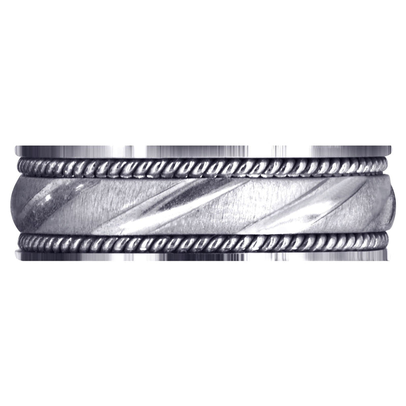 Modern Mens Wedding Band | Cross Satin Finish (Harrison)