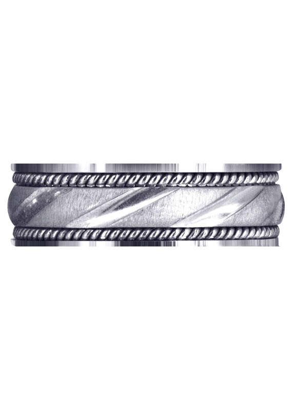 Modern Mens Wedding Band | Cross Satin Finish (Harrison)