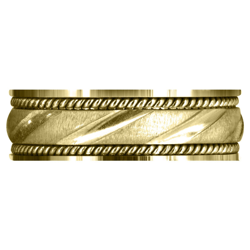 Yellow Gold Modern Mens Wedding Band | Cross Satin Finish (Harrison)