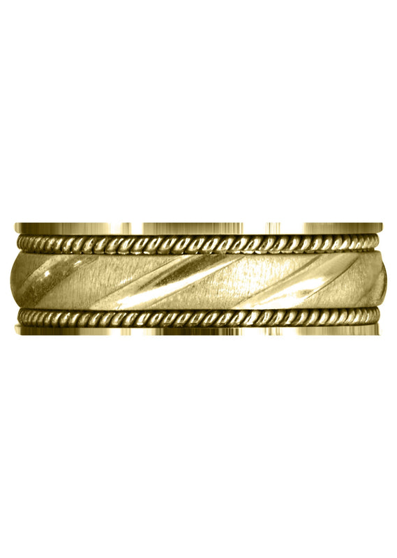 Yellow Gold Modern Mens Wedding Band | Cross Satin Finish (Harrison)