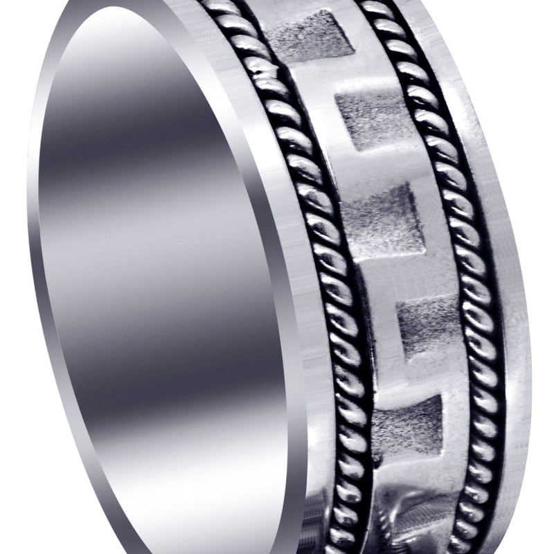 Modern Mens Wedding Band | Sand Blast / High Polish Finish (Joel)