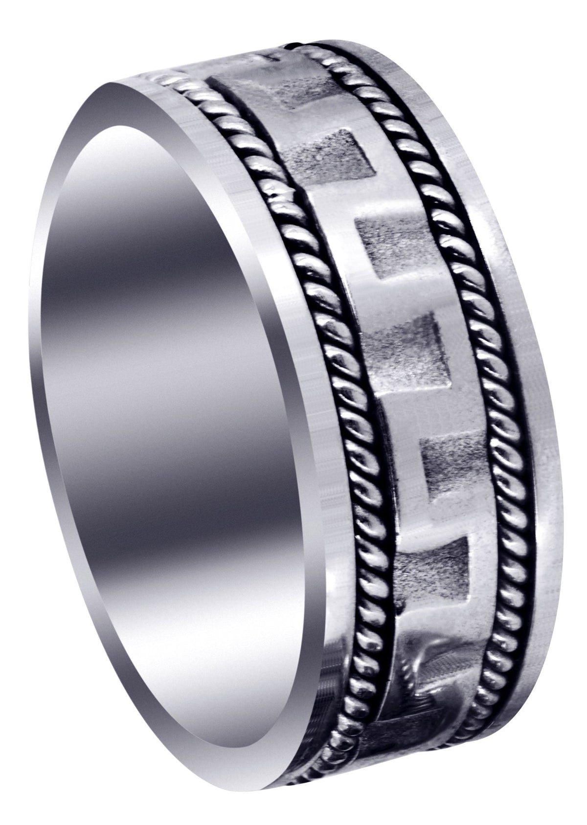 Modern Mens Wedding Band | Sand Blast / High Polish Finish (Joel)
