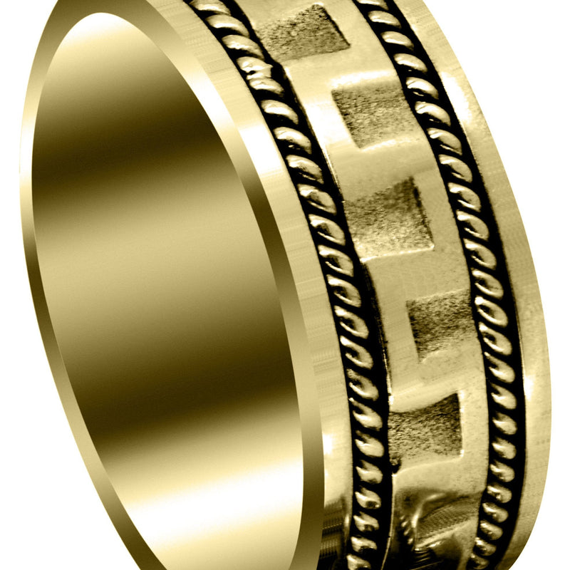 Yellow Gold Modern Mens Wedding Band | Sand Blast / High Polish Finish (Joel)