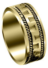 Yellow Gold Modern Mens Wedding Band | Sand Blast / High Polish Finish (Joel)
