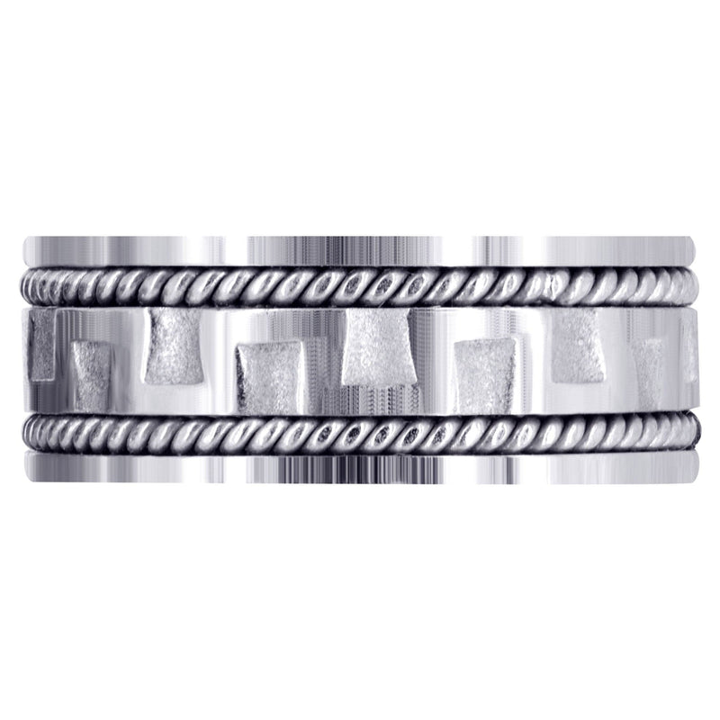 Modern Mens Wedding Band | Sand Blast / High Polish Finish (Joel)