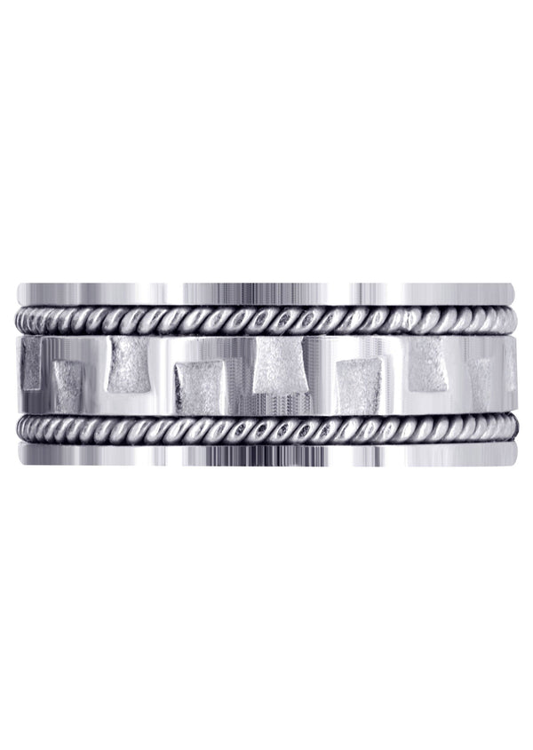 Modern Mens Wedding Band | Sand Blast / High Polish Finish (Joel)