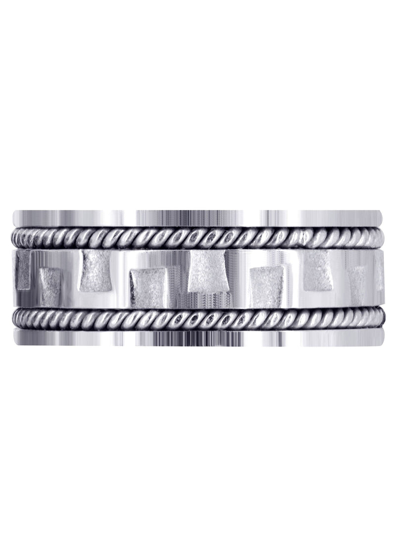 Modern Mens Wedding Band | Sand Blast / High Polish Finish (Joel)