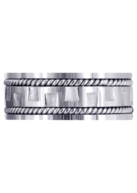 Modern Mens Wedding Band | Sand Blast / High Polish Finish (Joel)