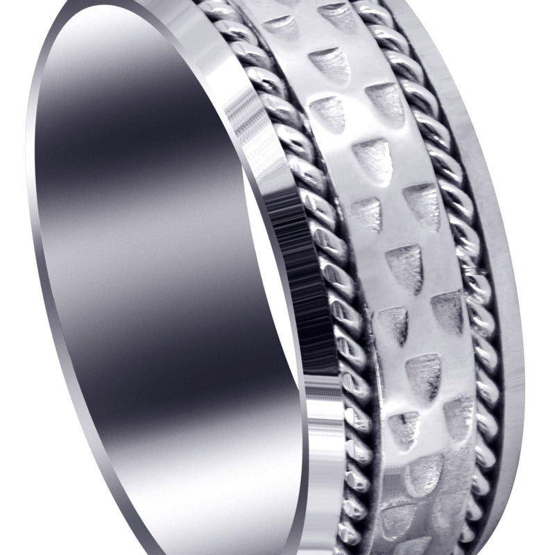 Celtic Mens Wedding Band | Sand Blast / High Polish Finish (Edward)