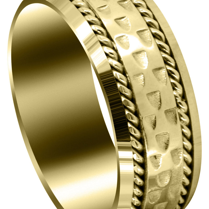 Yellow Gold Celtic Mens Wedding Band | Sand Blast / High Polish Finish (Edward)