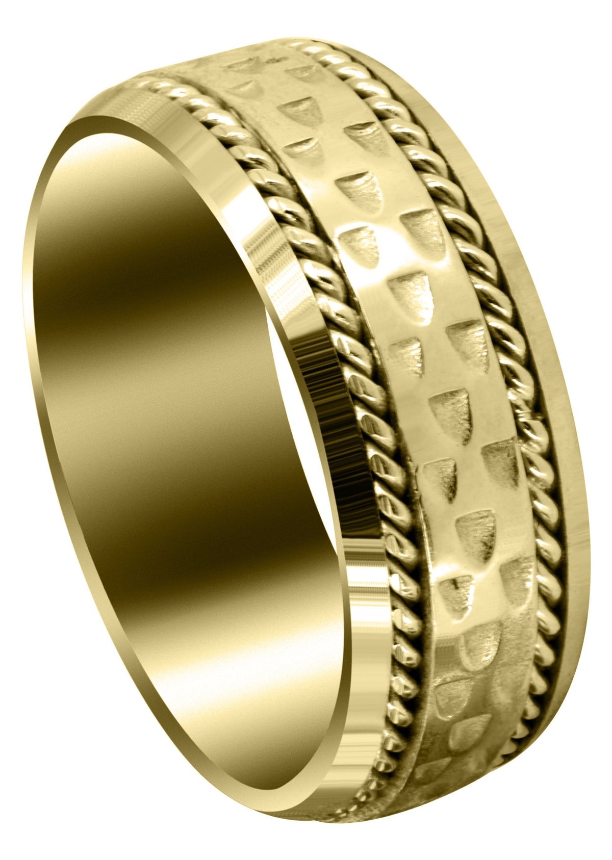 Yellow Gold Celtic Mens Wedding Band | Sand Blast / High Polish Finish (Edward)