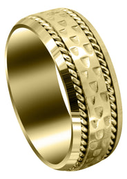 Yellow Gold Celtic Mens Wedding Band | Sand Blast / High Polish Finish (Edward)